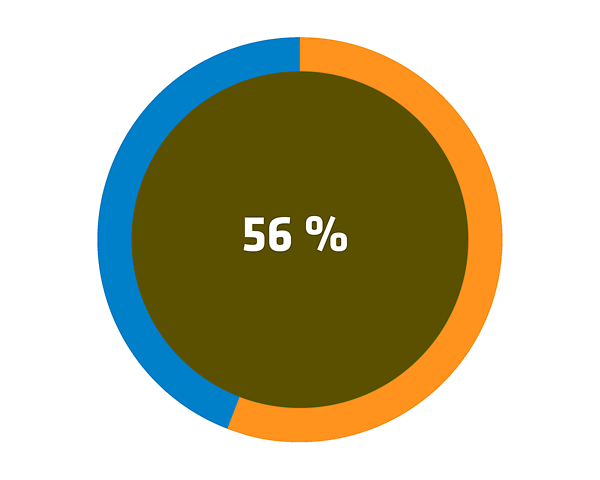 Pie chart with 56 percent