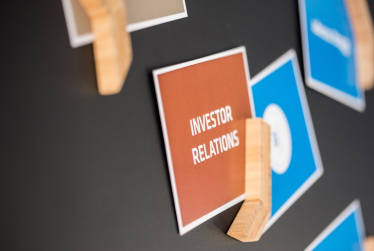 Card with Investor Relation lettering